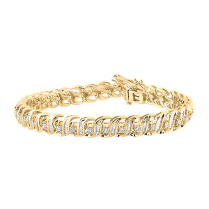 14kt Yellow Gold Womens Baguette Diamond Tennis Bracelet 2-1/3 Cttw