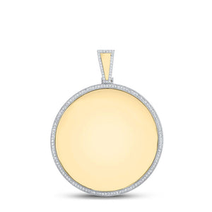 10kt Yellow Gold Mens Round Diamond Picture Memory Circle Charm Pendant 1 Cttw