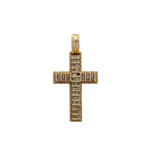 Cross Diamond Pendant - 10K Gold - Free Hollow Rope Chain