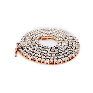 Faunk Diamond Tennis Necklace - Round Diamond Chain - 10K Gold