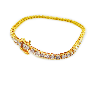 Designer Diamond Fanuk Tennis Bracelet - 10K Yellow Gold