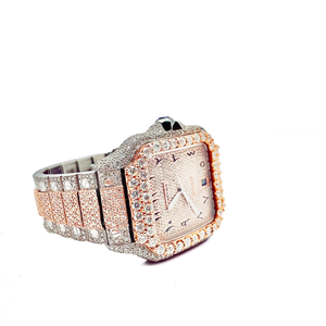 2022 Two-Tone Cartier De Santos - All Steel Rose & White  - Supreme Jewelers Complimentary 1-4 Day Shipping