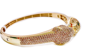 Designer Diamond Big Cat Bracelet - 10K Yellow Gold