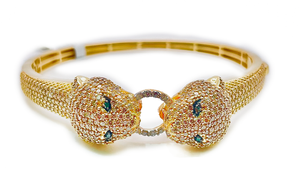 Designer Diamond Big Cat Bracelet - 10K Yellow Gold