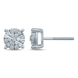Natural Genuine Diamond - Quarter Carat Diamond Stud - 10K Gold