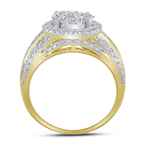 14kt Yellow Gold Round Diamond Halo Bridal Wedding Engagement Ring 2 Cttw