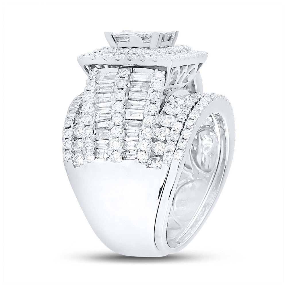 14kt White Gold Princess Diamond Square Bridal Wedding Ring Band Set 4 Cttw