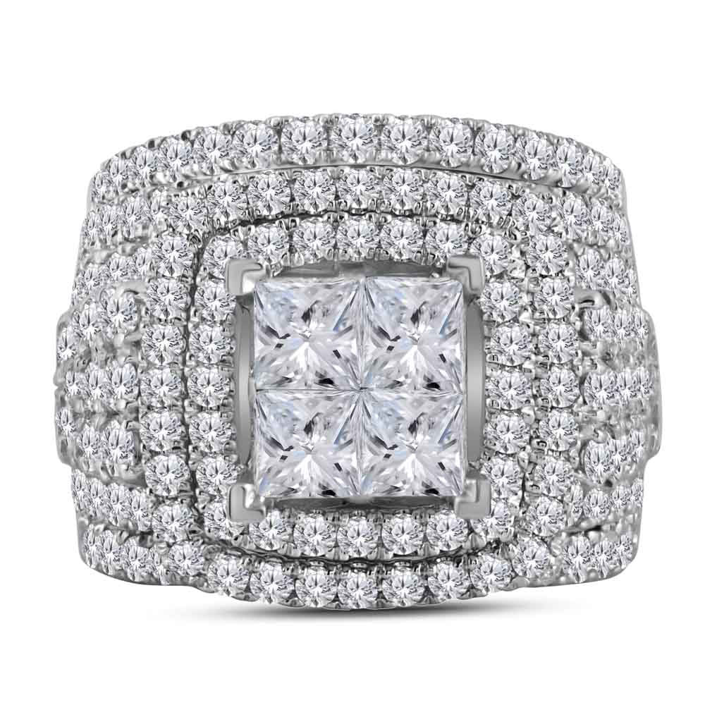 14kt White Gold Princess Diamond Bridal Wedding Ring Band Set 5 Cttw