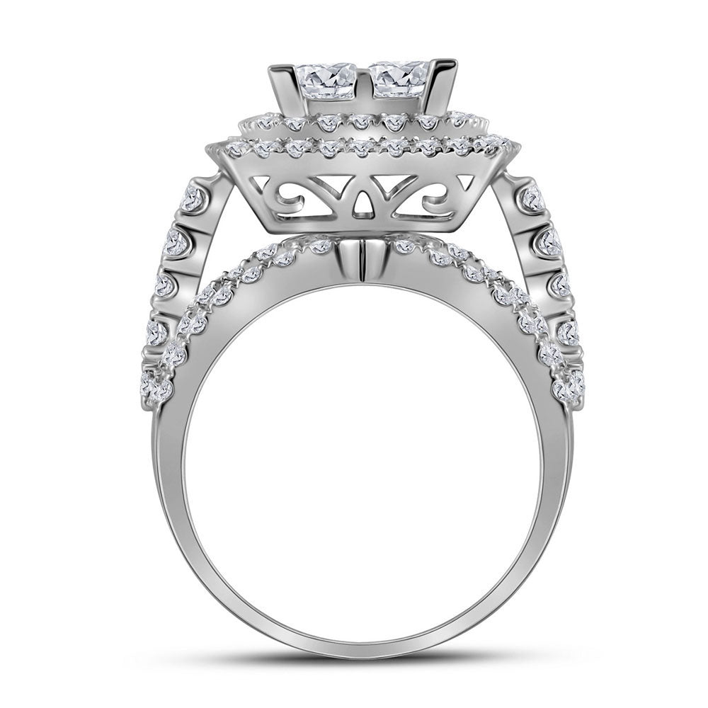 14kt White Gold Princess Diamond Bridal Wedding Ring Band Set 5 Cttw