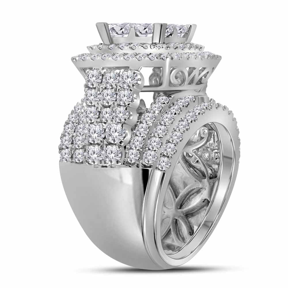 14kt White Gold Princess Diamond Bridal Wedding Ring Band Set 5 Cttw