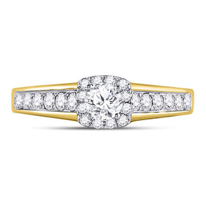 10kt Yellow Gold Round Diamond Halo Bridal Wedding Engagement Ring 5/8 Cttw