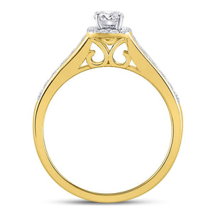 10kt Yellow Gold Round Diamond Halo Bridal Wedding Engagement Ring 5/8 Cttw