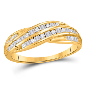 10kt Yellow Gold Womens Baguette Diamond Band Ring 1/3 Cttw