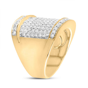 10kt Yellow Gold Mens Round Diamond Fashion Ring 2 Cttw