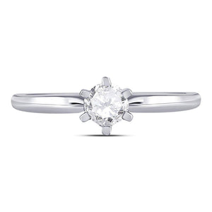 14kt White Gold Womens Round Diamond Solitaire Bridal Wedding Engagement Ring 1/2 Cttw