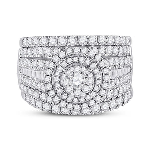 14kt White Gold Round Diamond Bridal Wedding Ring Band Set 2 Cttw
