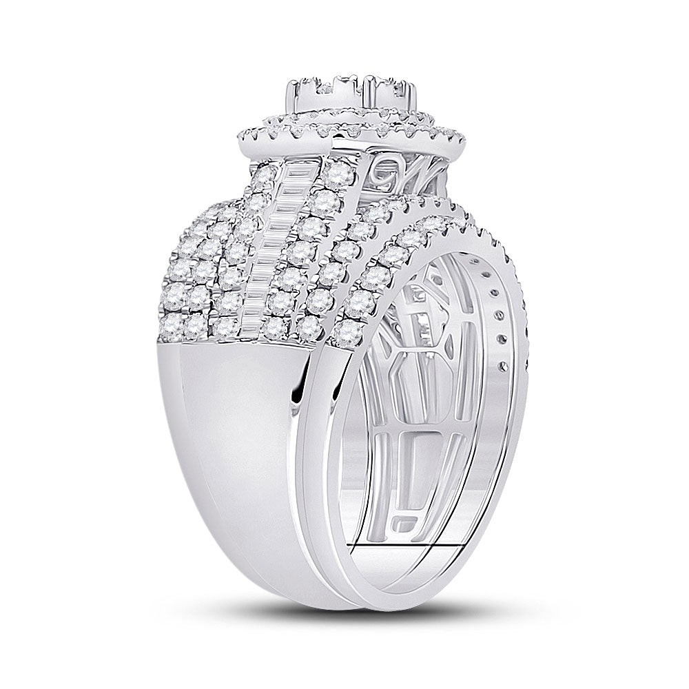 14kt White Gold Round Diamond Bridal Wedding Ring Band Set 2 Cttw