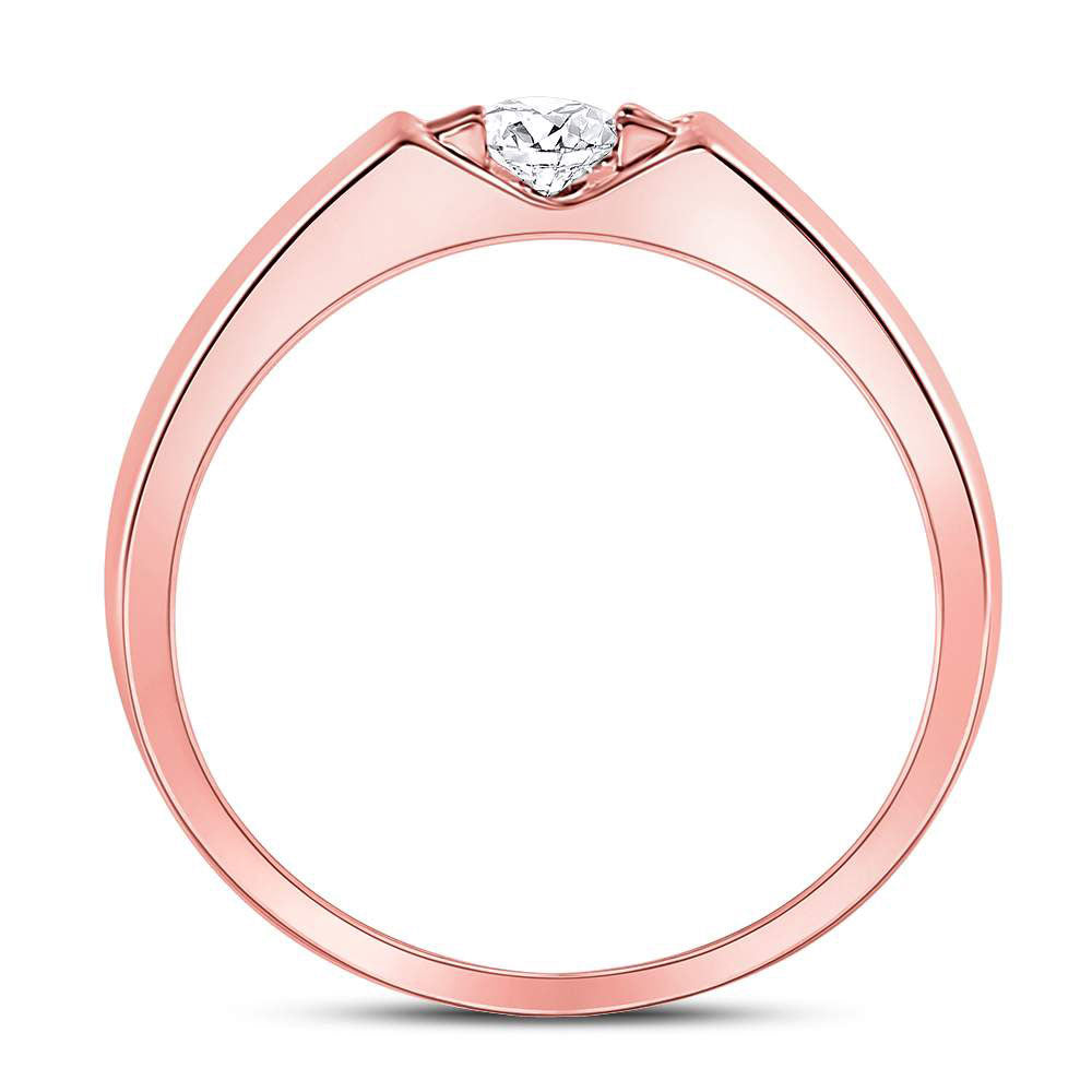 14kt Two-tone Gold Round Diamond Bridal Wedding Ring Band Set 3/8 Cttw