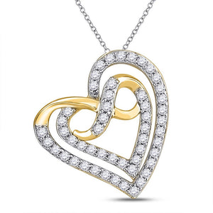 10kt Yellow Gold Womens Round Diamond Infinity Heart Pendant 1/3 Cttw