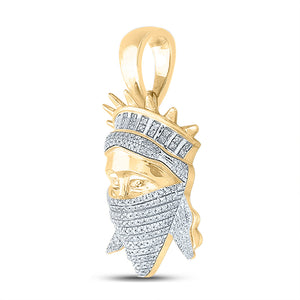 10kt Yellow Gold Mens Round Diamond Lady Liberty Face Charm Pendant 5/8 Cttw