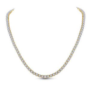10kt Yellow Gold Mens Round Diamond Tennis Studded Necklace 8-1/2 Cttw