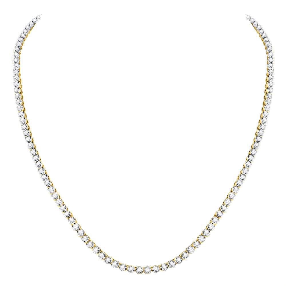 10kt Yellow Gold Mens Round Diamond Studded 20" Tennis Chain Necklace 9 Cttw
