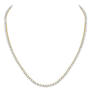 10kt Yellow Gold Mens Round Diamond Studded 20" Tennis Chain Necklace 9 Cttw