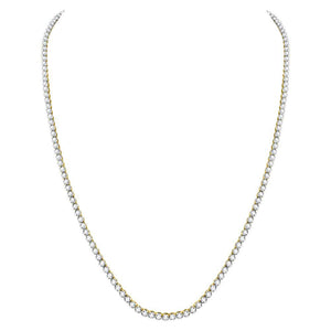 10kt Yellow Gold Mens Round Diamond Studded 30" Tennis Chain Necklace 13-3/8 Cttw
