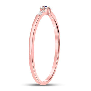 10kt Rose Gold Womens Round Blue Sapphire Diamond Stackable Band Ring 1/12 Cttw