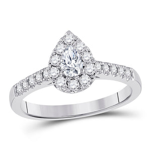 14kt White Gold Pear Diamond Solitaire Bridal Wedding Engagement Ring 1/2 Cttw