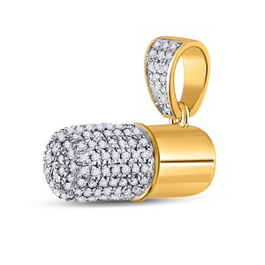 10kt Yellow Gold Mens Round Diamond Pill Capsule Charm Pendant 1/2 Cttw