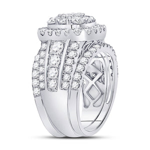 14kt White Gold Round Diamond Bridal Wedding Ring Band Set 3 Cttw