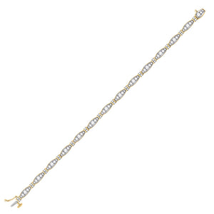 10kt Yellow Gold Womens Round Diamond Link Fashion Bracelet 2 Cttw