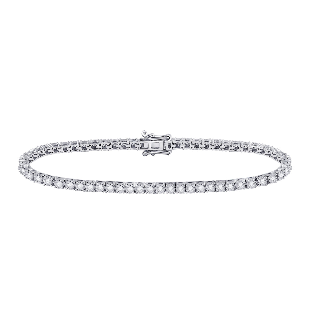 10kt White Gold Womens Round Diamond Classic Tennis Bracelet 1 Cttw