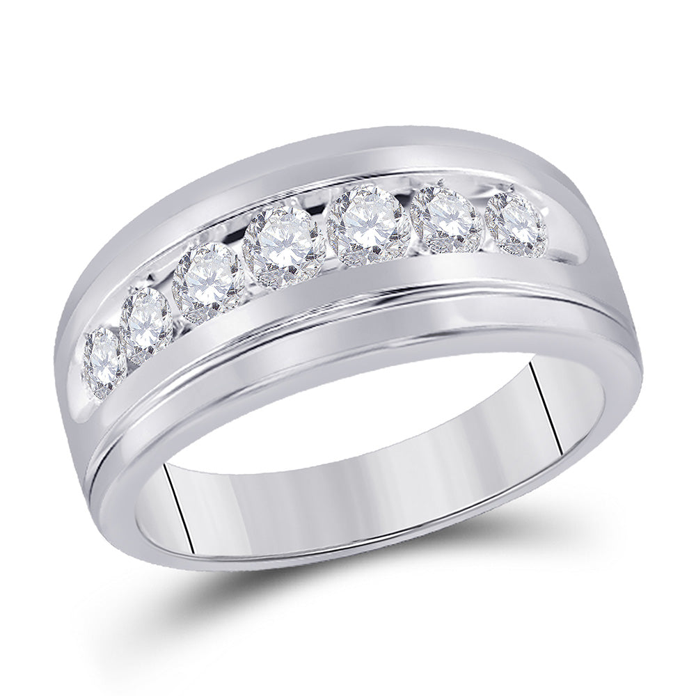 14kt White Gold Mens Round Diamond Wedding Band Ring 1/4 Cttw