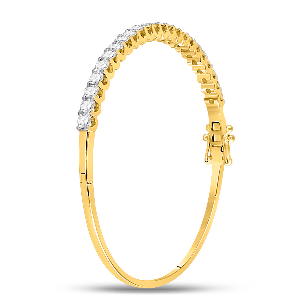 14kt Yellow Gold Womens Round Diamond Bangle Bracelet 3 Cttw