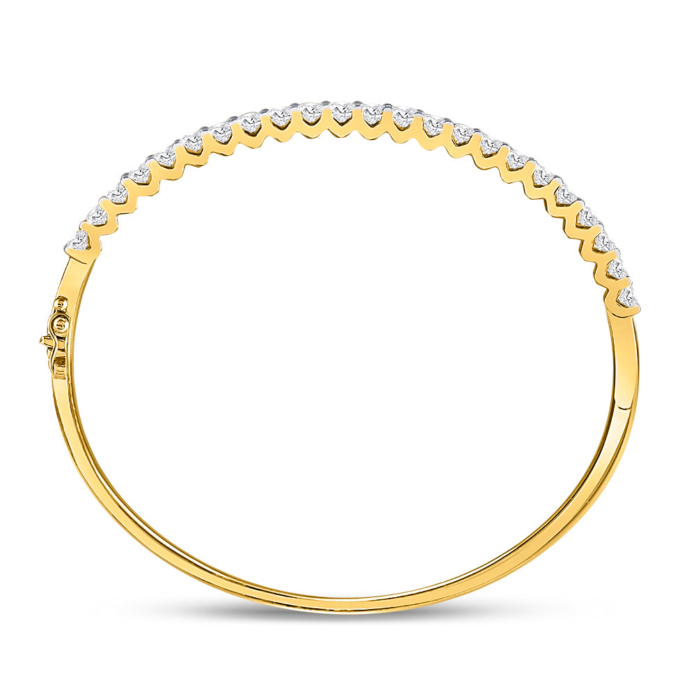 14kt Yellow Gold Womens Round Diamond Bangle Bracelet 3 Cttw