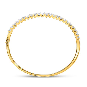 14kt Yellow Gold Womens Round Diamond Bangle Bracelet 3 Cttw