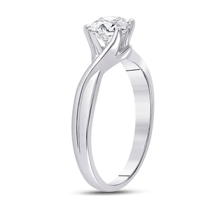 14kt White Gold Womens Round Diamond Solitaire Bridal Wedding Engagement Ring 1 Cttw