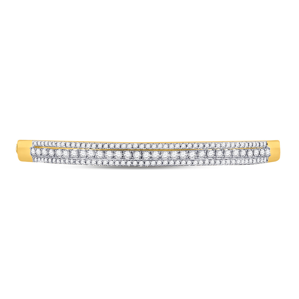 14kt Yellow Gold Womens Round Diamond Bangle Bracelet 1-7/8 Cttw