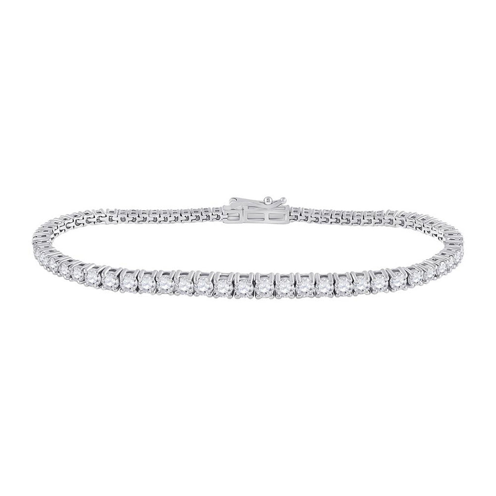 14kt White Gold Womens Round Diamond Tennis Bracelet 3 Cttw