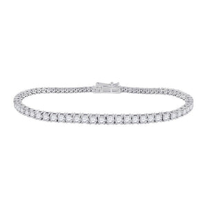 14kt White Gold Womens Round Diamond Tennis Bracelet 3 Cttw