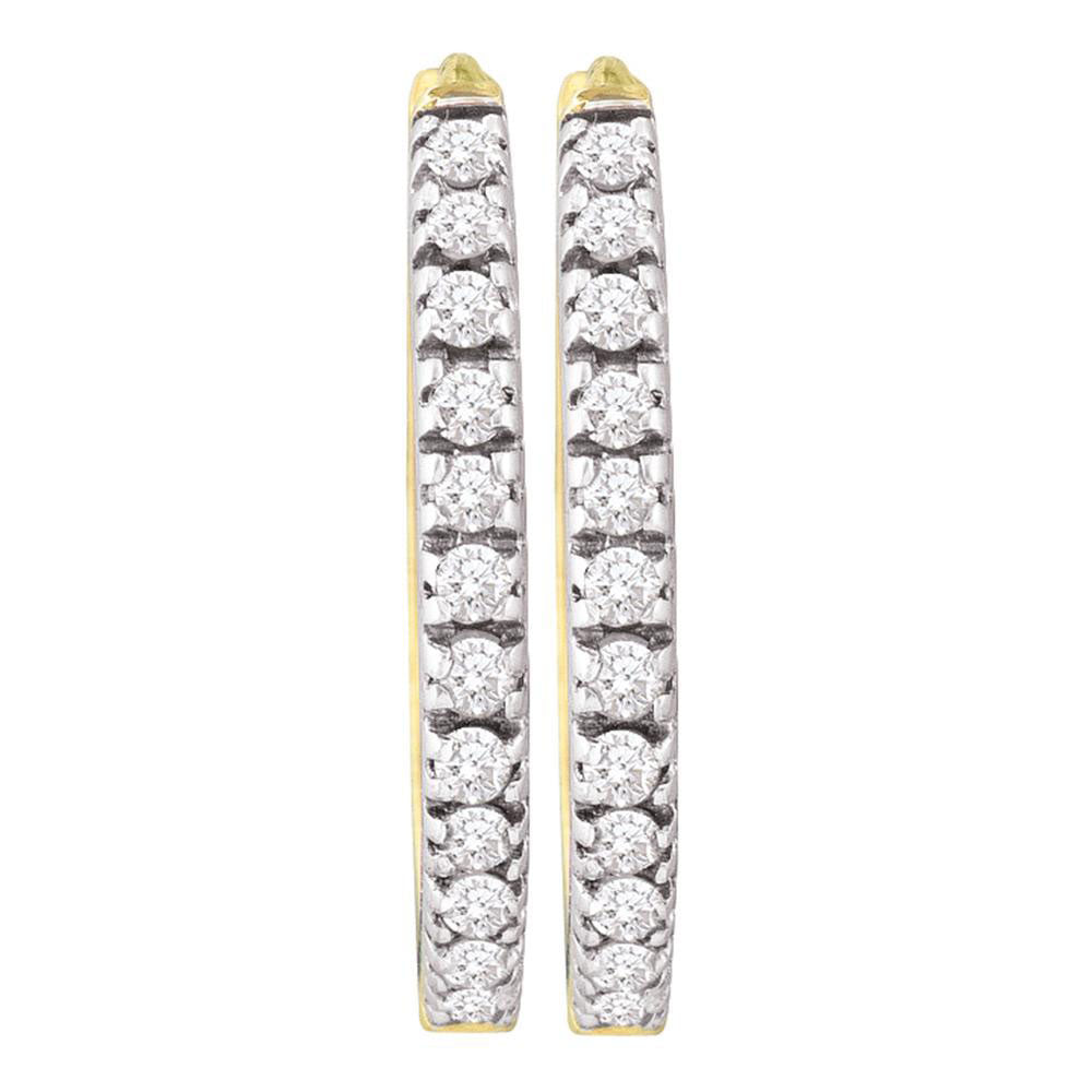 10kt Yellow Gold Womens Round Diamond Hoop Earrings 1/2 Cttw