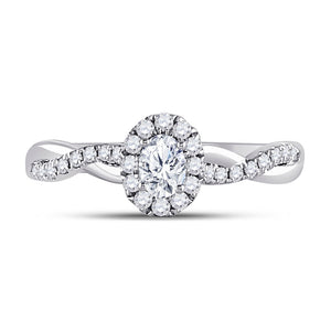 14kt White Gold Oval Diamond Halo Bridal Wedding Engagement Ring 5/8 Cttw