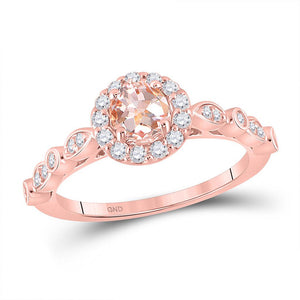 10kt Rose Gold Round Morganite Solitaire Bridal Wedding Engagement Ring 7/8 Cttw
