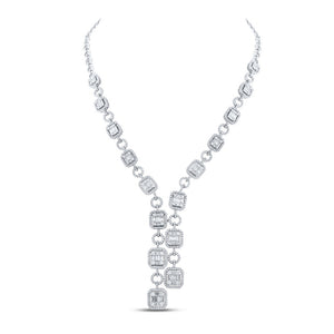 14kt White Gold Womens Baguette Diamond Fashion Necklace 6 Cttw