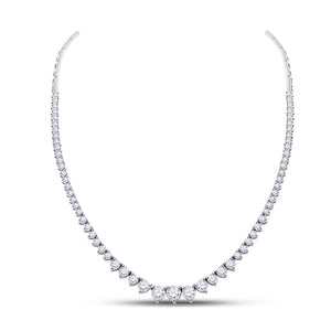 14kt White Gold Womens Round Diamond Graduated Cocktail Necklace 4-1/2 Cttw