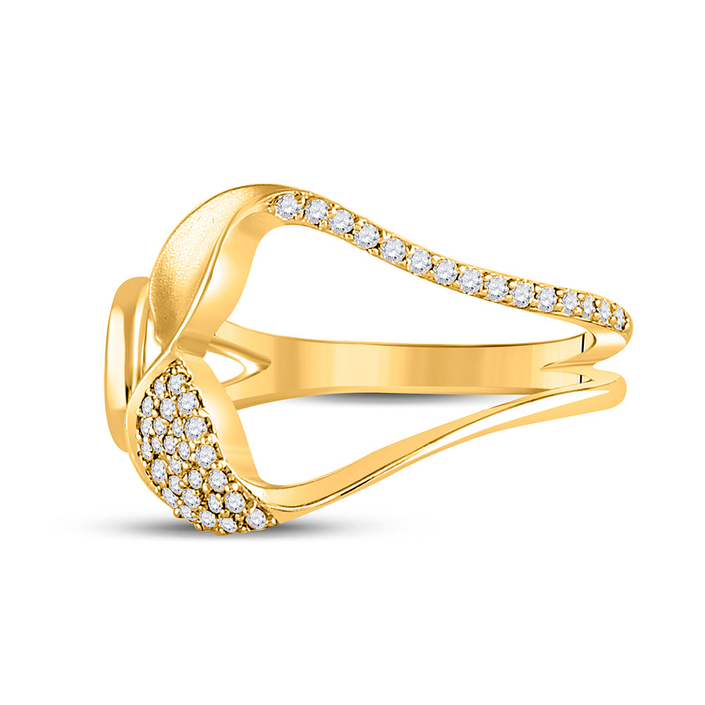 14kt Yellow Gold Womens Round Diamond Abstract Fashion Ring 1/5 Cttw