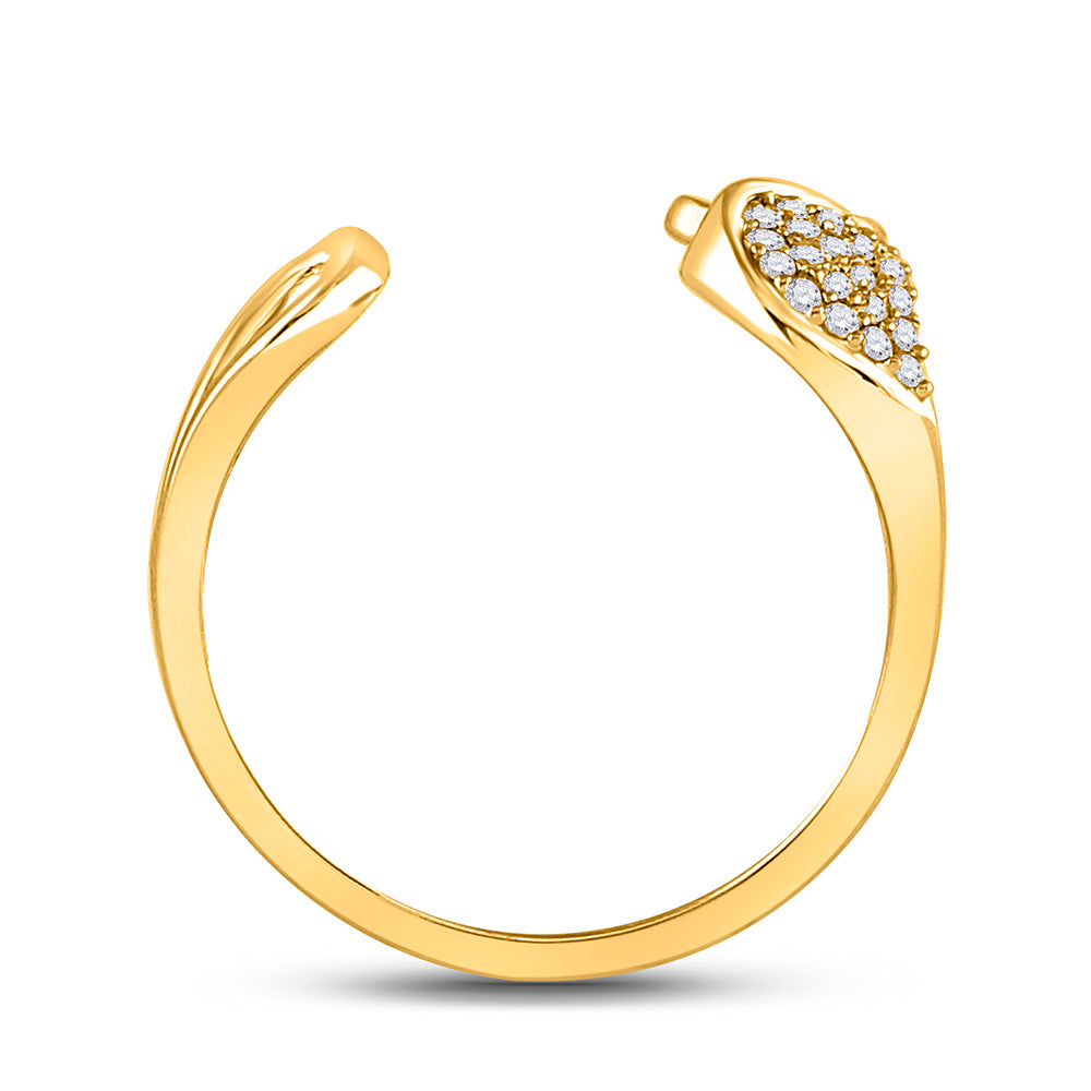 14kt Yellow Gold Womens Round Diamond Abstract Fashion Ring 1/5 Cttw