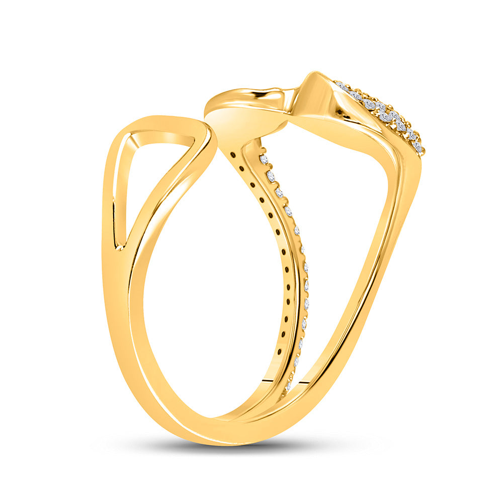 14kt Yellow Gold Womens Round Diamond Abstract Fashion Ring 1/5 Cttw